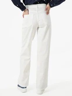 Rifle Pantaloni donna jeans a gamba larga - bianco