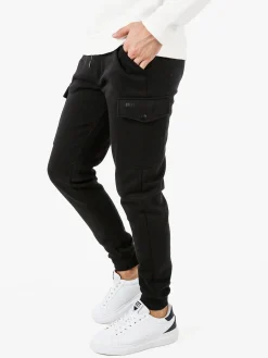 Rifle Pantaloni tuta da uomo con tasconi laterali e polsini - nero