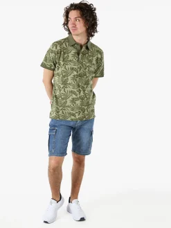 Rifle Polo da uomo in cotone a maniche corte con stampa floreale - verde