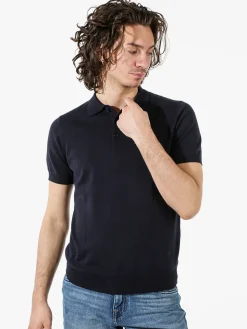Rifle Polo da uomo in cotone a maniche corte - blu scuro