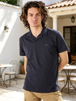 Rifle Polo in cotone da uomo a maniche corte - blu scuro
