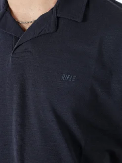 Rifle Polo in cotone da uomo a maniche corte - blu scuro