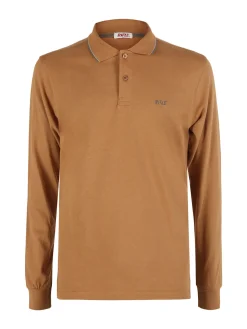 Rifle Polo uomo a maniche lunghe in cotone - cammello