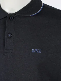 Rifle Polo uomo a maniche lunghe in cotone - blu scuro