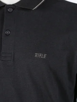 Rifle Polo uomo a maniche lunghe in cotone - nero