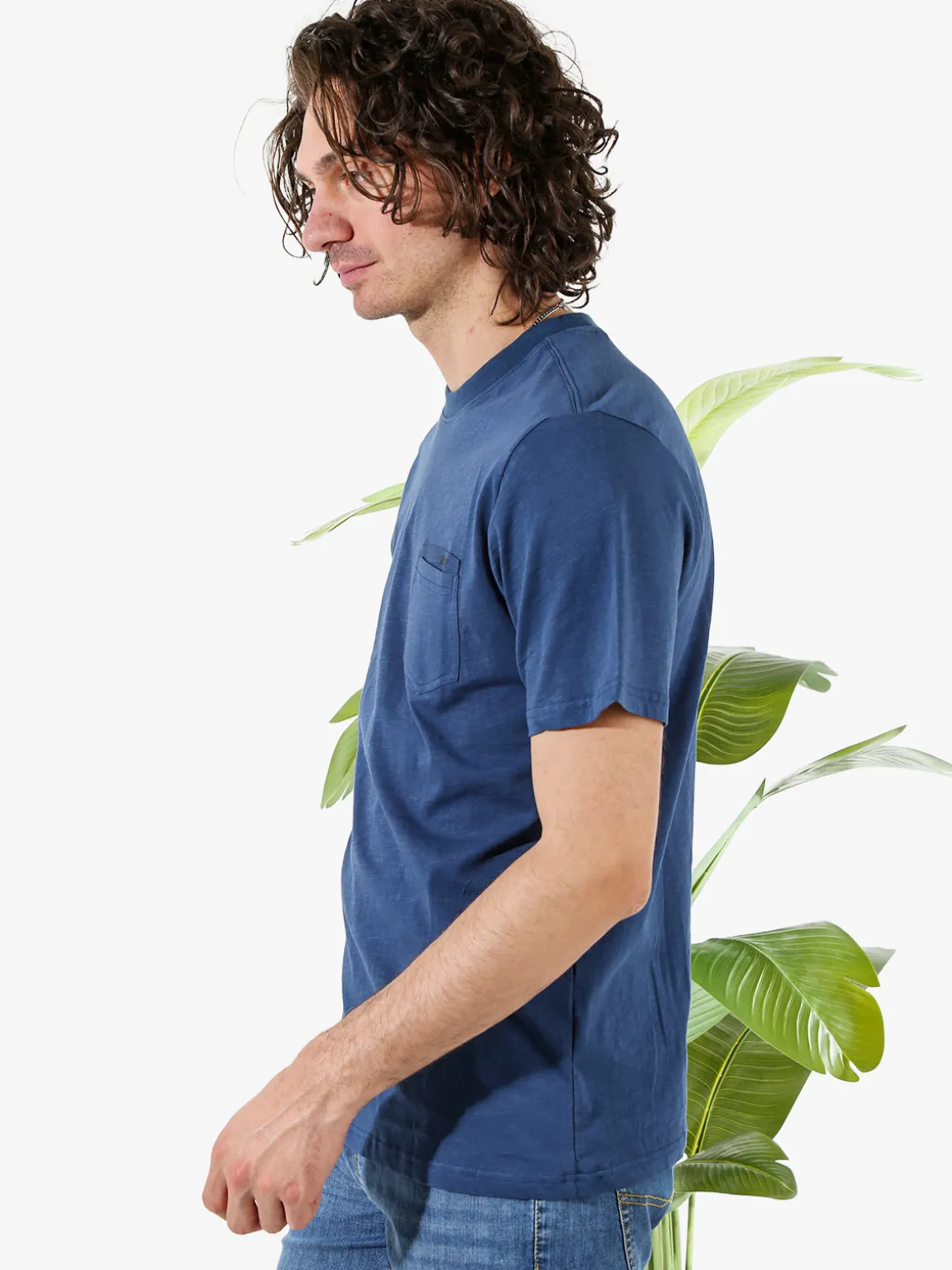 Rifle T-shirt da uomo in cotone con taschino - blu