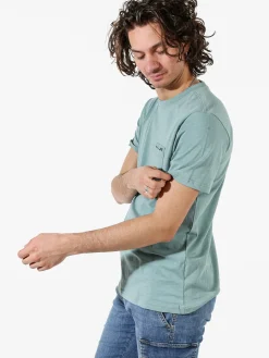 Rifle T-shirt da uomo in cotone con taschino - acqua marina