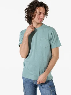 Rifle T-shirt da uomo in cotone con taschino - acqua marina