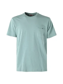 Rifle T-shirt da uomo in cotone con taschino - acqua marina