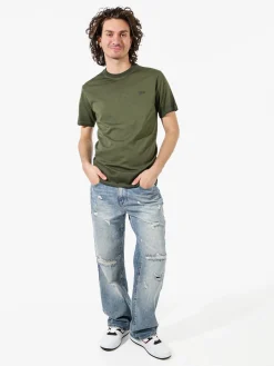 Rifle T-shirt girocollo da uomo in cotone con logo - militare