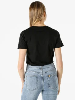 Rifle T-shirt in cotone da donna con applicazioni micro borchie - bianco