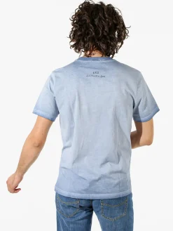 Rifle T-shirt in cotone da uomo con stampa - cielo