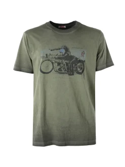 Rifle T-shirt in cotone da uomo con stampa - militare
