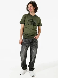 Rifle T-shirt in cotone da uomo con stampa - militare
