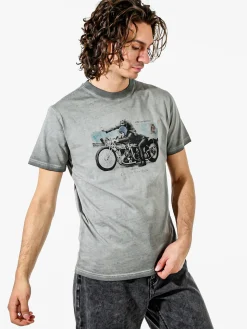 Rifle T-shirt in cotone da uomo con stampa - grigio scuro