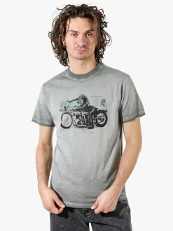 Rifle T-shirt in cotone da uomo con stampa - grigio scuro