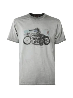 Rifle T-shirt in cotone da uomo con stampa - grigio scuro