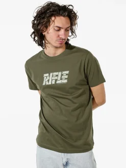 Rifle T-shirt in cotone da uomo con logo - militare