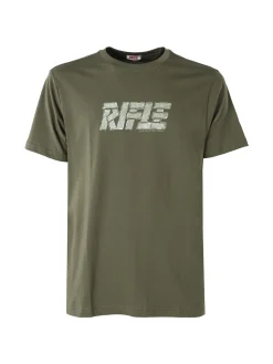 Rifle T-shirt in cotone da uomo con logo - militare