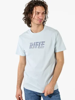 Rifle T-shirt in cotone da uomo con logo - azzurro