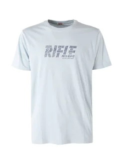 Rifle T-shirt in cotone da uomo con logo - azzurro