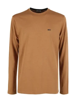 Rifle T-shirt uomo a maniche lunghe in cotone - cammello
