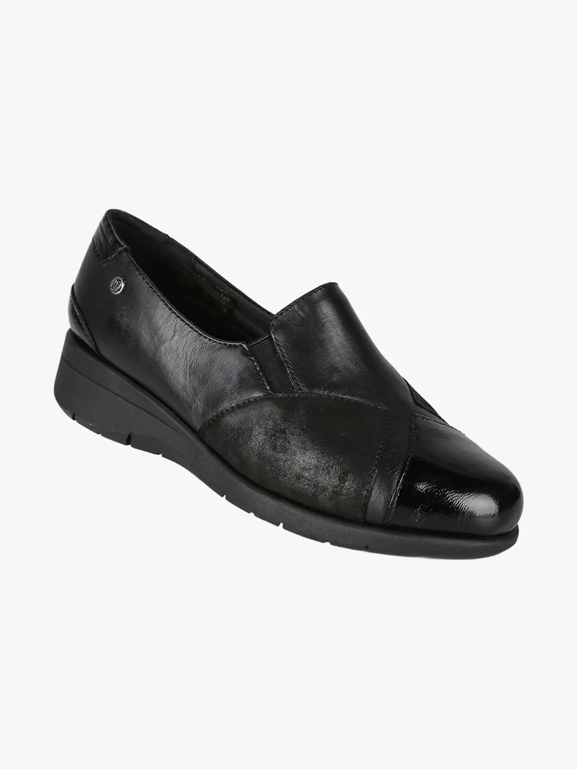 Riposella Mocassini donna in pelle con zeppa - nero