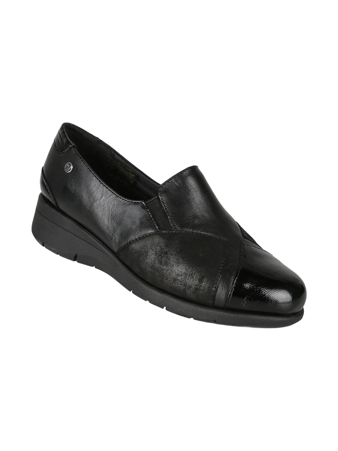 Riposella Mocassini donna in pelle con zeppa - nero