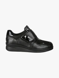 Riposella Scarpe in pelle da donna con strappo e zeppa - nero