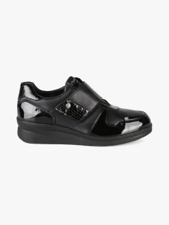 Riposella Scarpe in pelle da donna con fascia a strappo e zeppa