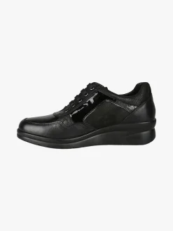 Riposella Sneakers donna in pelle con zeppa - nero