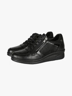 Riposella Sneakers donna in pelle con zeppa - nero