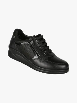 Riposella Sneakers donna in pelle con zeppa - nero