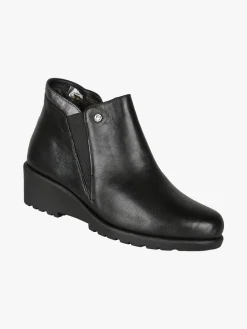 Riposella Stivaletti donna in pelle con zeppa - nero