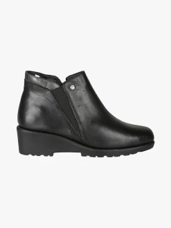 Riposella Stivaletti donna in pelle con zeppa - nero