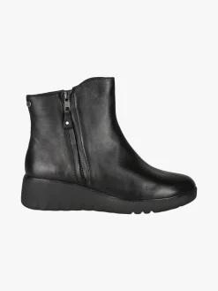 Riposella Stivaletti donna in pelle con zeppa e doppia zip - nero