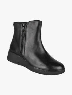 Riposella Stivaletti donna in pelle con zeppa e doppia zip - nero