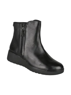 Riposella Stivaletti donna in pelle con zeppa e doppia zip - nero
