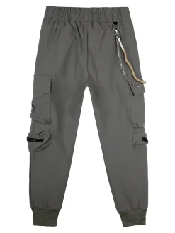 Run Boy Pantaloni cargo da bambino con coulisse e catena decorativa - fango
