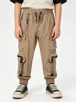 Run Boy Pantaloni cargo da bambino con coulisse e catena decorativa - taupe