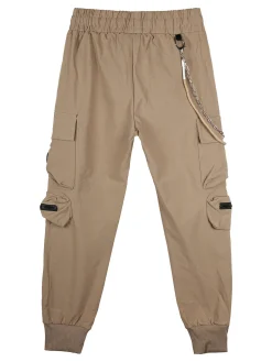 Run Boy Pantaloni cargo da bambino con coulisse e catena decorativa - taupe