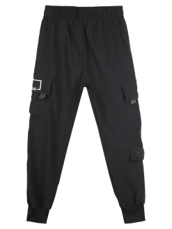 Run Boy Pantaloni cargo da ragazzo con polsini e coulisse - nero