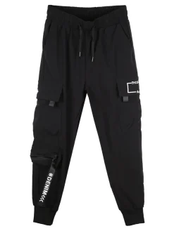 Run Boy Pantaloni cargo da ragazzo con polsini e coulisse - nero