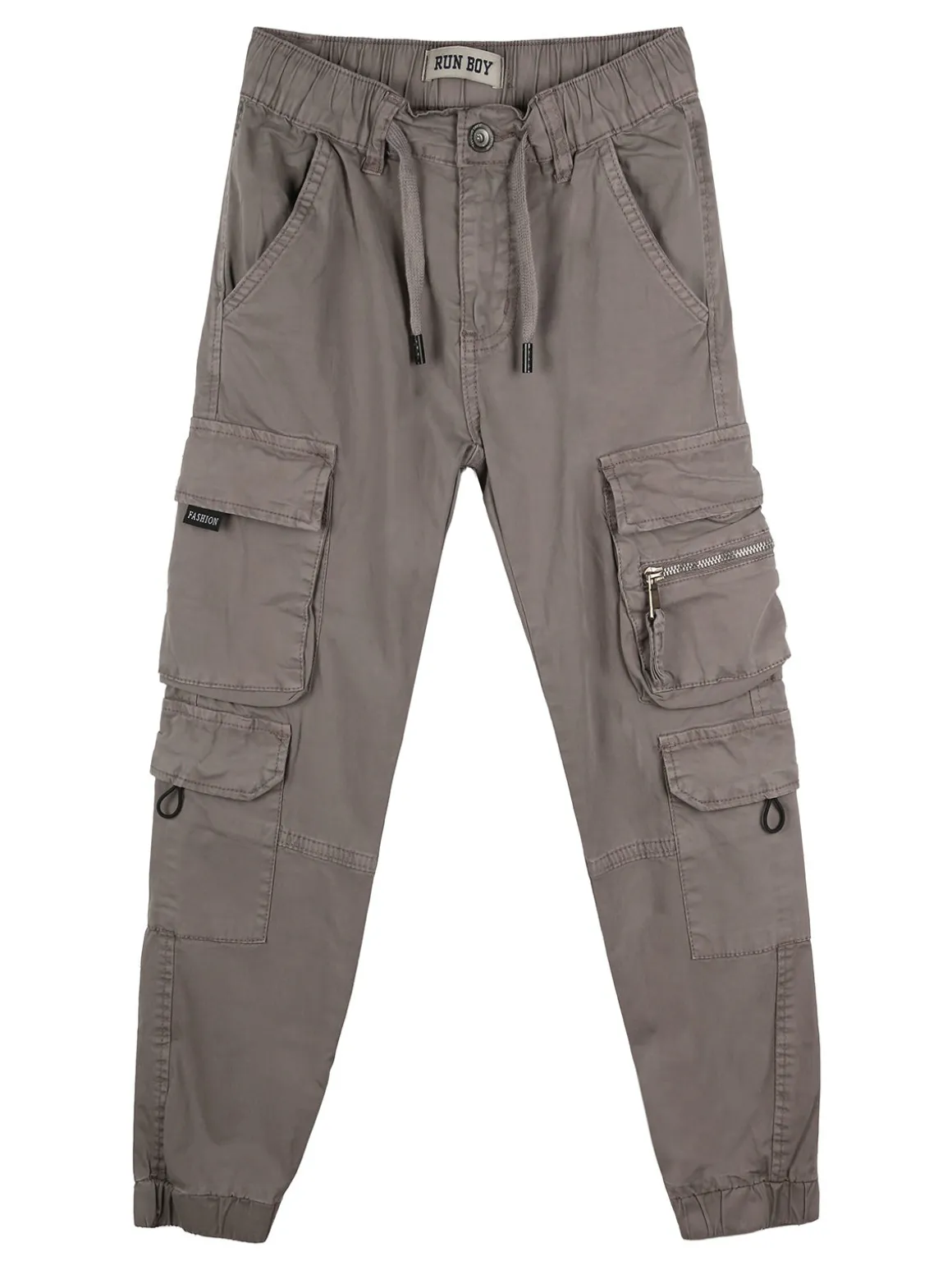 Run Boy Pantaloni cargo da ragazzo in cotone con coulisse - fango