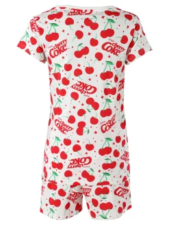 Sabor Cherry-Coke Pigiama corto da donna in cotone con stampe - multicolore