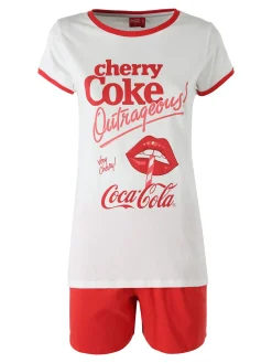 Sabor Cherry-Coke Pigiama corto da donna in cotone con stampe - bianco