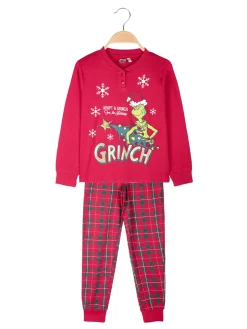 Sabor Grinch pigiama natalizio da bambina con pantaloni a quadri