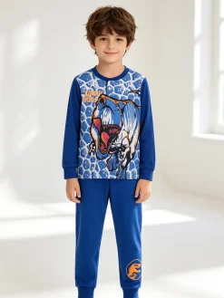 Sabor Jurassic world pigiama lungo da bambino in cotone - blu