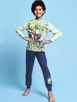 Sabor Jurassic world pigiama lungo da bambino in cotone - verde