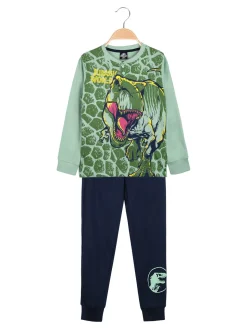 Sabor Jurassic world pigiama lungo da bambino in cotone - verde